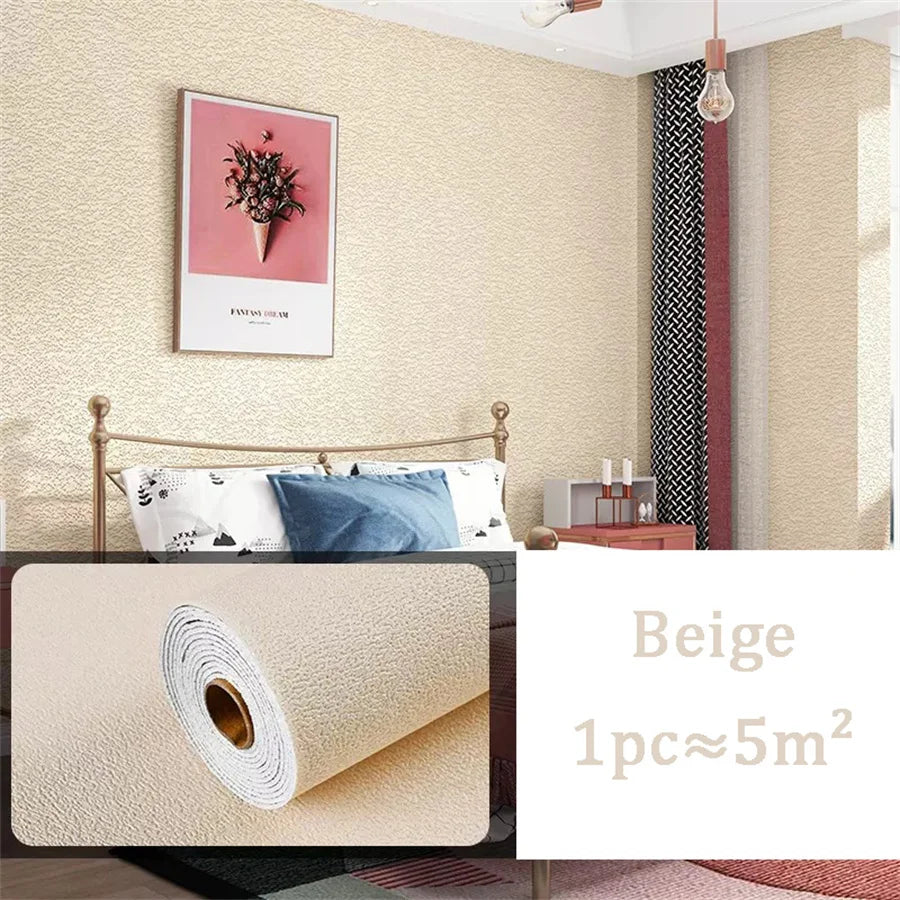 10m 3D Thicken self-adhesive wallpaper linen plain Diatom Mud wall stickers color decor renovation anti-collision Home Decor