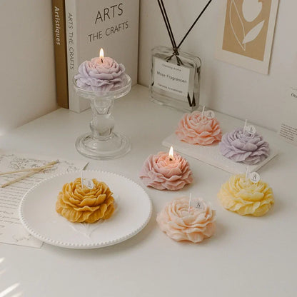 Creative Peony Candle Floral Fragrance Mothers Day Gift Idea Handmade Soy Wax Aromatherapy for Home Decor Favor Present