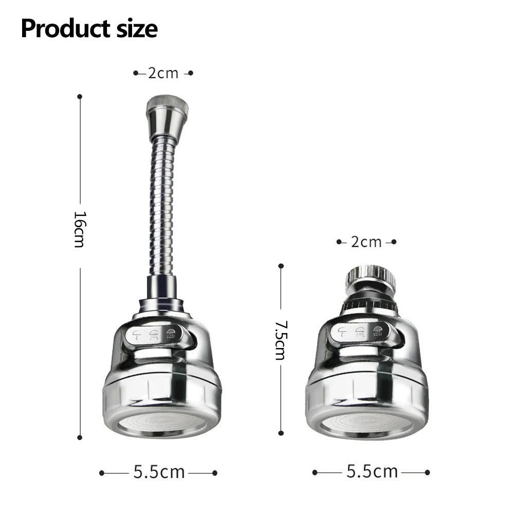 360 Degree Swivel Kitchen Faucet Aerator Adjustable Dual Mode Sprayer Filter Diffuser Water Saving Nozzle Faucet Connector