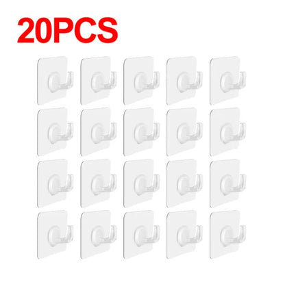 5/10/20Pcs Self-adhesive Hook Transparent Door Wall Hook Child Heavy Load Rack Kitchen Bathroom Towel Key Rack Sticky Hook
