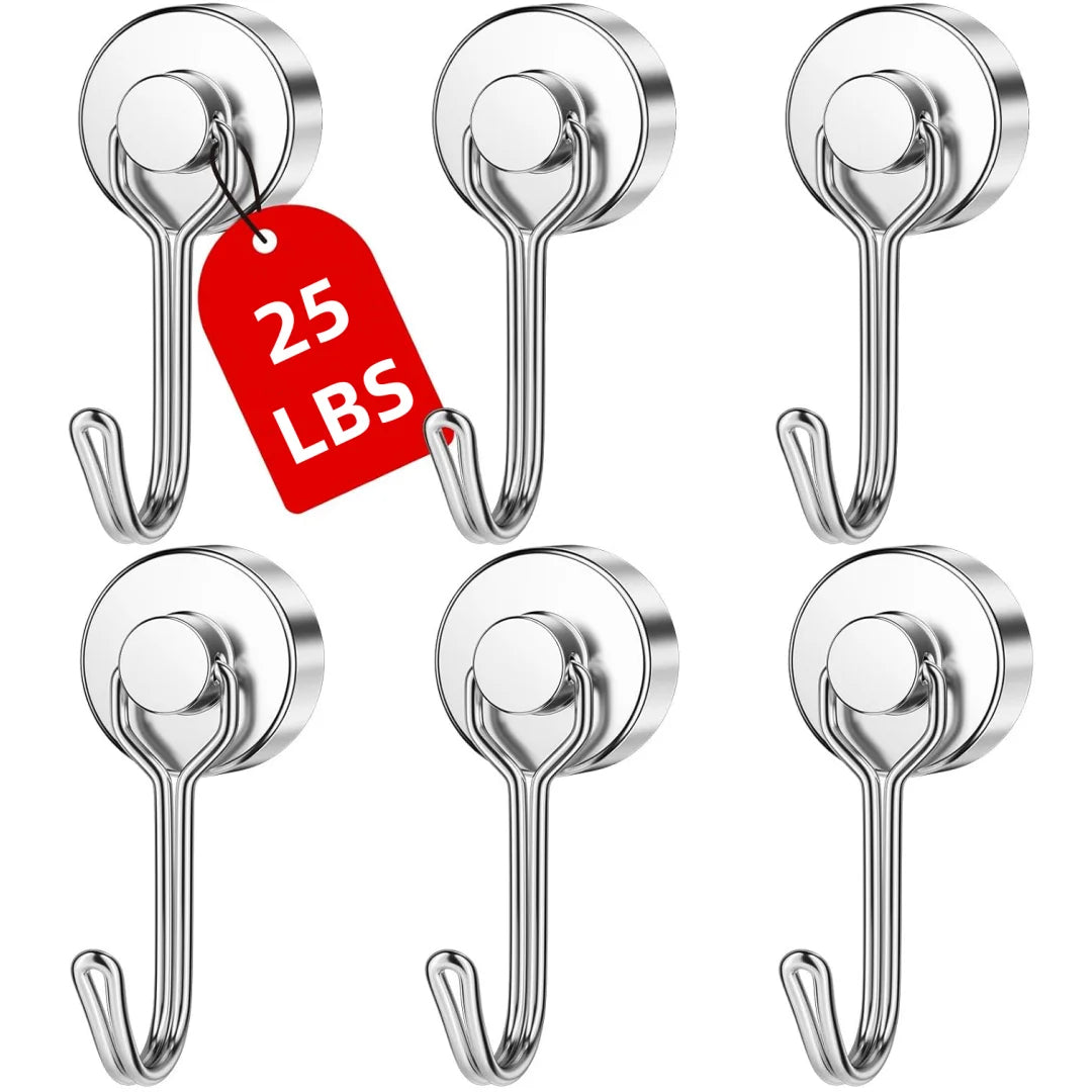 3/6/12/20Pcs Black Magnetic Hooks Cruis Heavy Duty Magnetic Hangers, Extra Strong Magnets with Hook for Hanging, Resistant Base