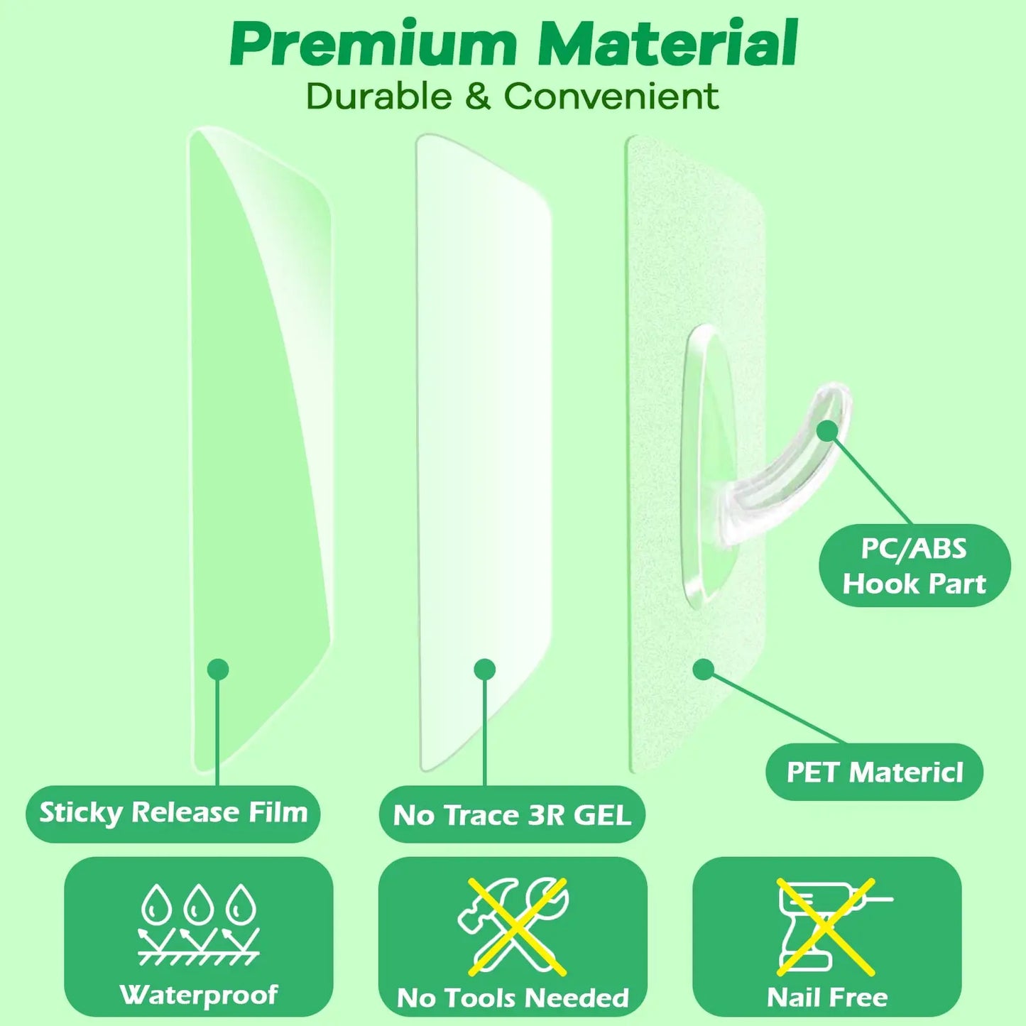 Adhesive Plastic Clear Utility Hooks Transparent Hook for The Drill-Free Wall Waterproof Key Wall Hooks