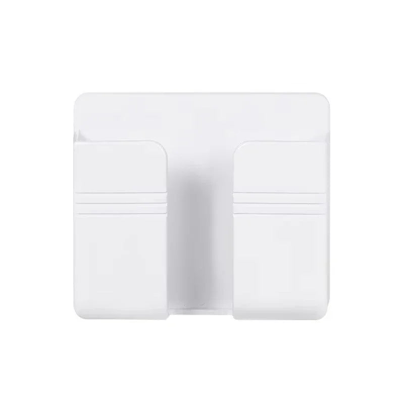 2PCS Wall Mounted Mobile Phone Charging Case Holder with Adhesive Remote Control Base Non Perforated Wall Storage Rack Base