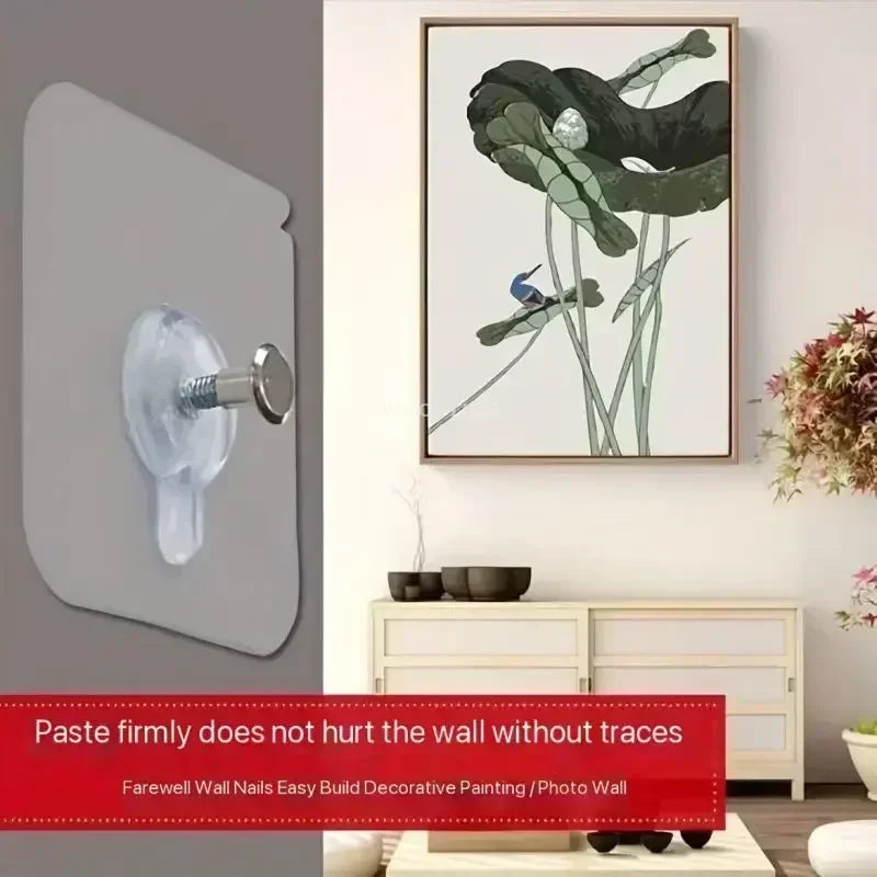 10/50pcs Self-Adhesive Hook Strong Adhesive Picture Frame Nails Hooks Transparent Seamless Wall Hangers Hanging Clock