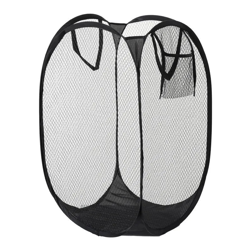 Folding Laundry Basket Organizer for Dirty Clothes Bathroom Clothes Mesh Storage Bag Household Wall Hanging Basket Frame Bucket