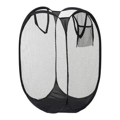 Folding Laundry Basket Organizer for Dirty Clothes Bathroom Clothes Mesh Storage Bag Household Wall Hanging Basket Frame Bucket
