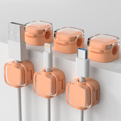 Transparent multi-color data cable fixed hook adhesive magnetic cable organizer