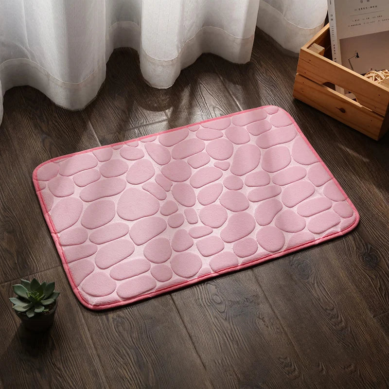 Foot Mat Coral Fleece Floor Mat Household Memory Foam Embroidered Bathroom Thickened Absorbent Floor Mat Door