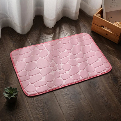 Foot Mat Coral Fleece Floor Mat Household Memory Foam Embroidered Bathroom Thickened Absorbent Floor Mat Door