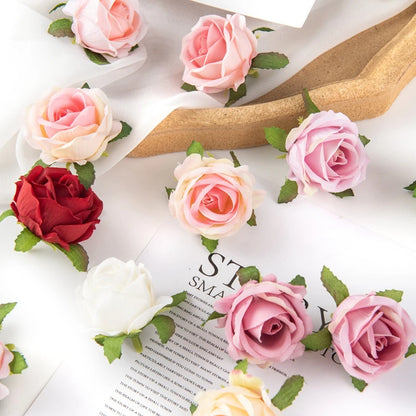 100PCS Artificial Flowers Diy Candy Box Cake Home Decor Christmas Decorative Wreaths Wedding Party Garden Roses Arch Silk Fake