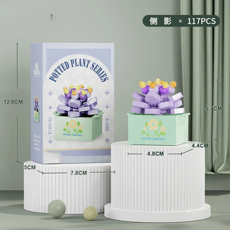 Flower Bouquet Mini Particle Building Blocks Flower Kit 3D DIY Creative Plants Micro Bricks for Home Decor Girl Gift Adults Kids