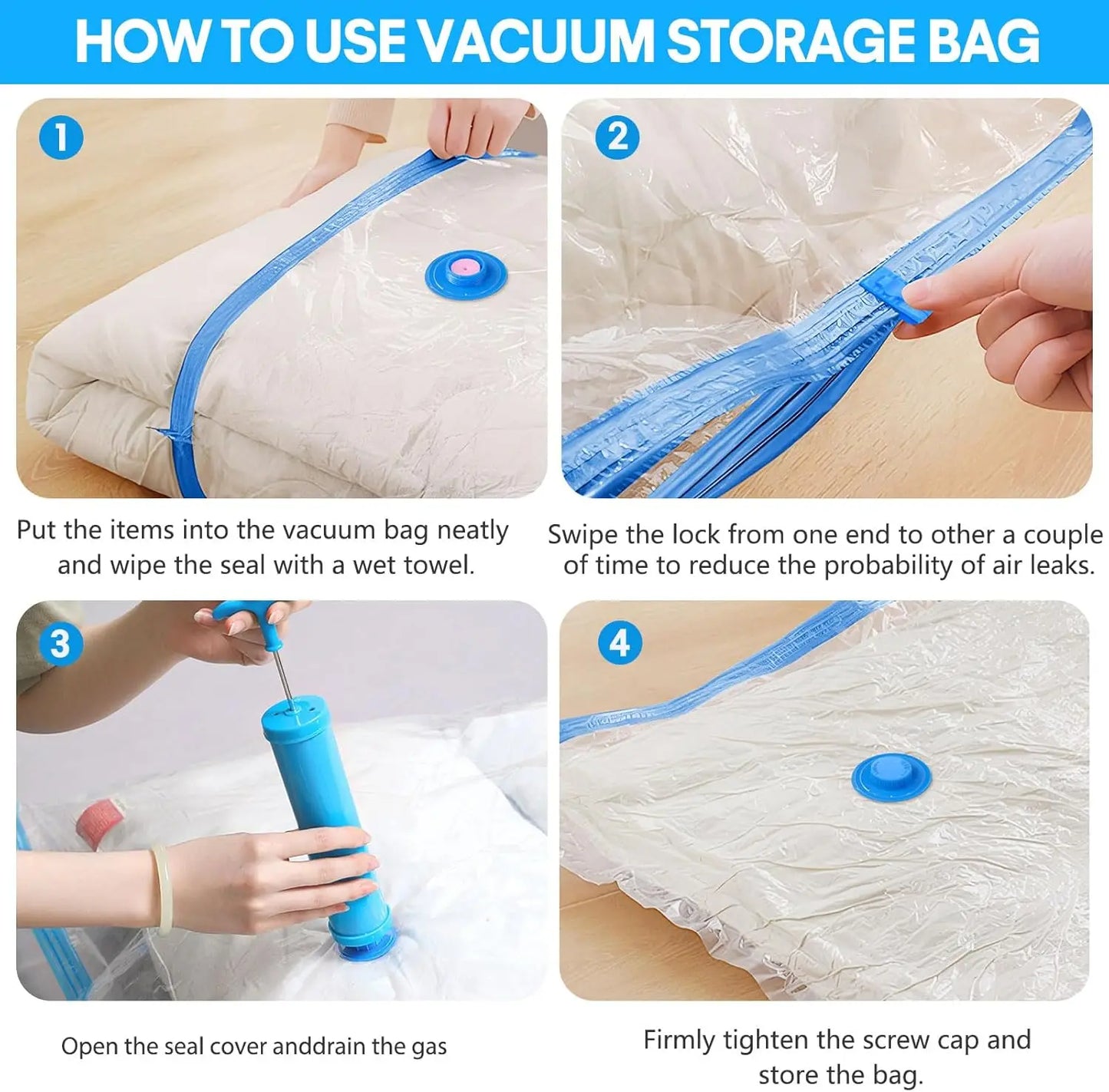 Vacuum Storage Bags 6 Size Space Saver Vacuum Sealed Bags for Clothes Compression Bag Blanket Storage Travel Essentials
