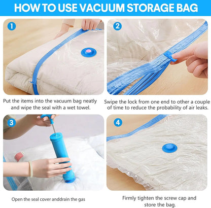 Vacuum Storage Bags 6 Size Space Saver Vacuum Sealed Bags for Clothes Compression Bag Blanket Storage Travel Essentials
