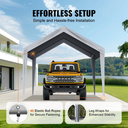 SucceBuy Carport Replacement Canopy Cover Garage Top Tent Shelter Tarp Heavy-Duty Waterproof & UV Protected with Ball Bungees
