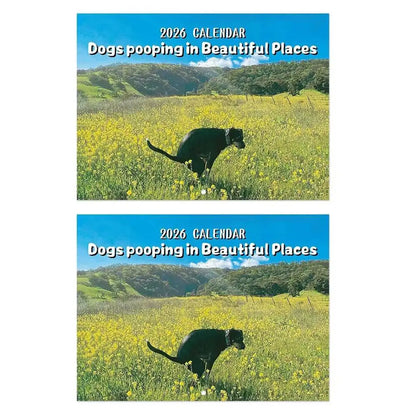 Calendar 2026 Dogs Pooping in Beautiful Places Funny Gag Gifts Thick Paper Wall Calendar Christmas Home Decor Planning Organizer