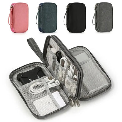 Portable Travel Digital Storage Bag - USB Cable Organizer Headset Charger Case in Grey/Black/Navy for Neatness And Convenience