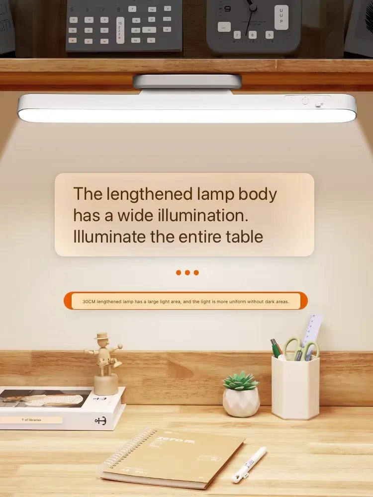 HOMEFISH LED Desk Lamp Magnetic Hanging Night Light USB Rechargeable Table Lamp 3 Colors Reading Light For Cabinet Closet