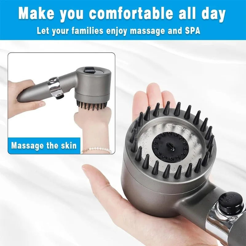 Handheld Shower Head with ON/OFF Switch 3 Modes High Pressure Water Saving Filter Powerful Massage Spa for Bathroom