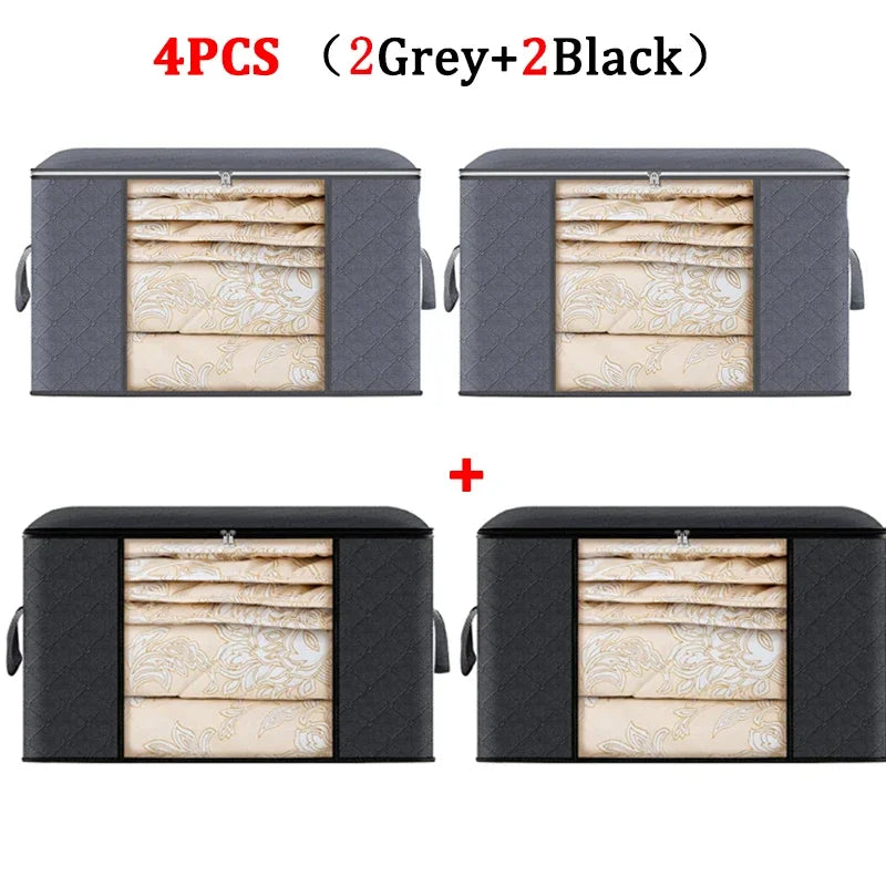 Large Capacity Clothes Storage Bag Foldable Dustproof Blanket Cotton Quilt Storage Containers for Organizing Bedroom Closet Bag