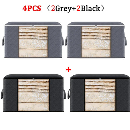 Large Capacity Clothes Storage Bag Foldable Dustproof Blanket Cotton Quilt Storage Containers for Organizing Bedroom Closet Bag