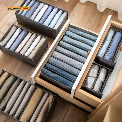 Grey 9 Grid Storage Box Non Woven Durable Washable Space Saving Layered Arrangement Pants Clothes Underwear Wardrobe Storage