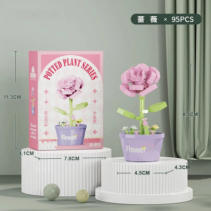 Flower Bouquet Mini Particle Building Blocks Flower Kit 3D DIY Creative Plants Micro Bricks for Home Decor Girl Gift Adults Kids