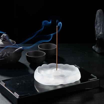 Mini Jade Incense Burner Incense Holder with Glass Incense Plate Ash Catcher Buddhism Supplies Home Decor