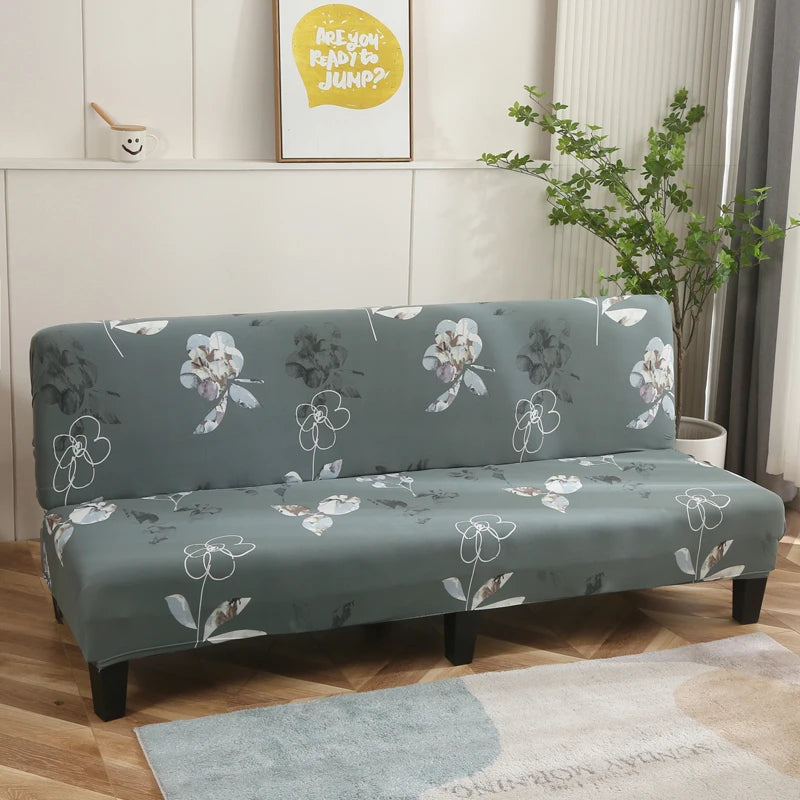 Printed Sofa Bed Cover Stretch Armless Sofa Cover Spandex Dust-Proof Furniture Protector For Bedroom, Hotel, and Home Decor
