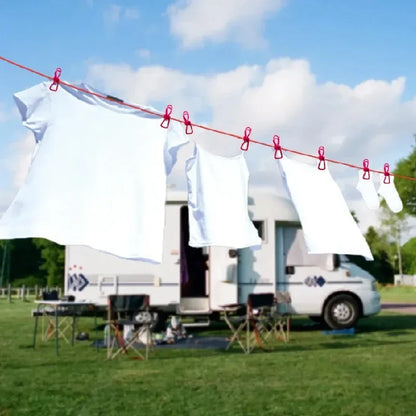 Portable Retractable Clothesline with 12 Clips Laundry Dryer Rope Drying Rack for Outdoor Hanging Clothes Line