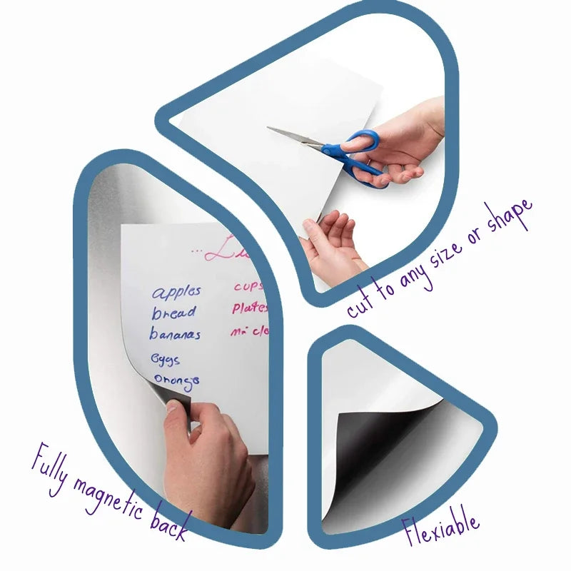 1Pc Flexible Magnetic Whiteboard Stickers A3+A4 with Erasable Markers Refrigerator Memo Board for Kitchen Grocery List