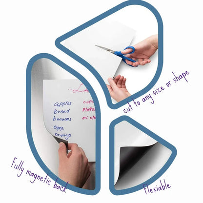 1Pc Flexible Magnetic Whiteboard Stickers A3+A4 with Erasable Markers Refrigerator Memo Board for Kitchen Grocery List
