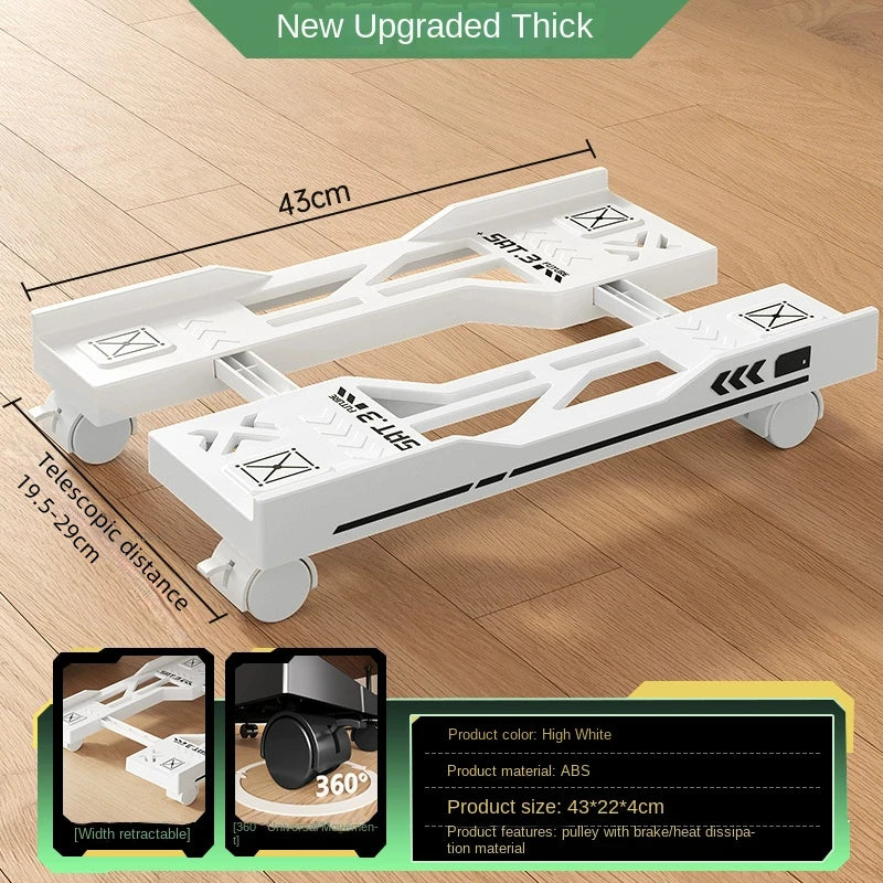 Mobile PC Tower Stand Adjustable Shelf Computer CPU Holder Telescopic Desktop Stand Computer Bracket Cart With Rolling Caster