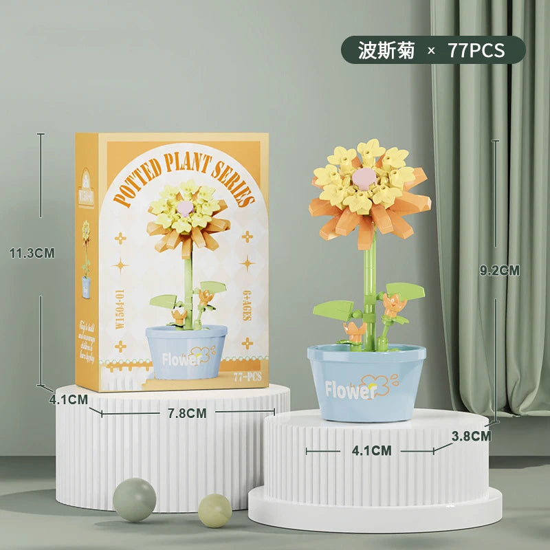 Flower Bouquet Mini Particle Building Blocks Flower Kit 3D DIY Creative Plants Micro Bricks for Home Decor Girl Gift Adults Kids