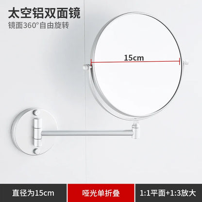 Bathroom Makeup Mirror Aluminum Black Gold Telescopic Mirror Folding Beauty Mirror Wall Hanging Double Sided Mirror Bathroom