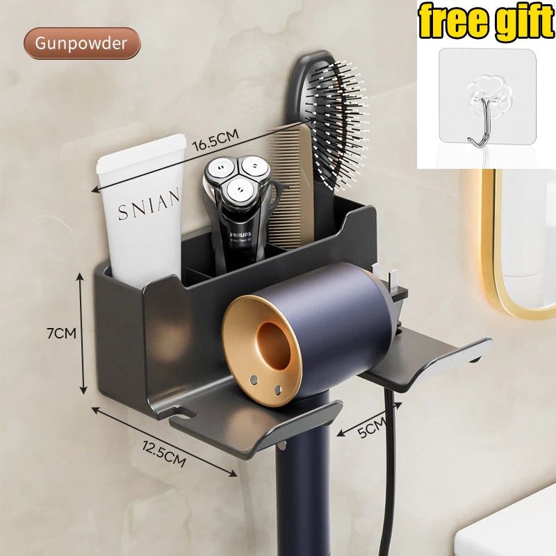 Hair Dryer Holder Wall Mounted Wall Dryer Cradle white black greyHairdryer Blow Dryer Organizer for Bathroom Bathroom Shelves