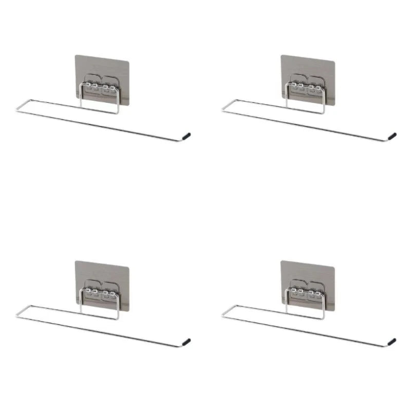 1/4 Of The Kitchen Wall Hanging Paper Towel Rack, Perforation-Free Dish Cloth, Plastic Wrap Stainless Steel Organizer Hooks
