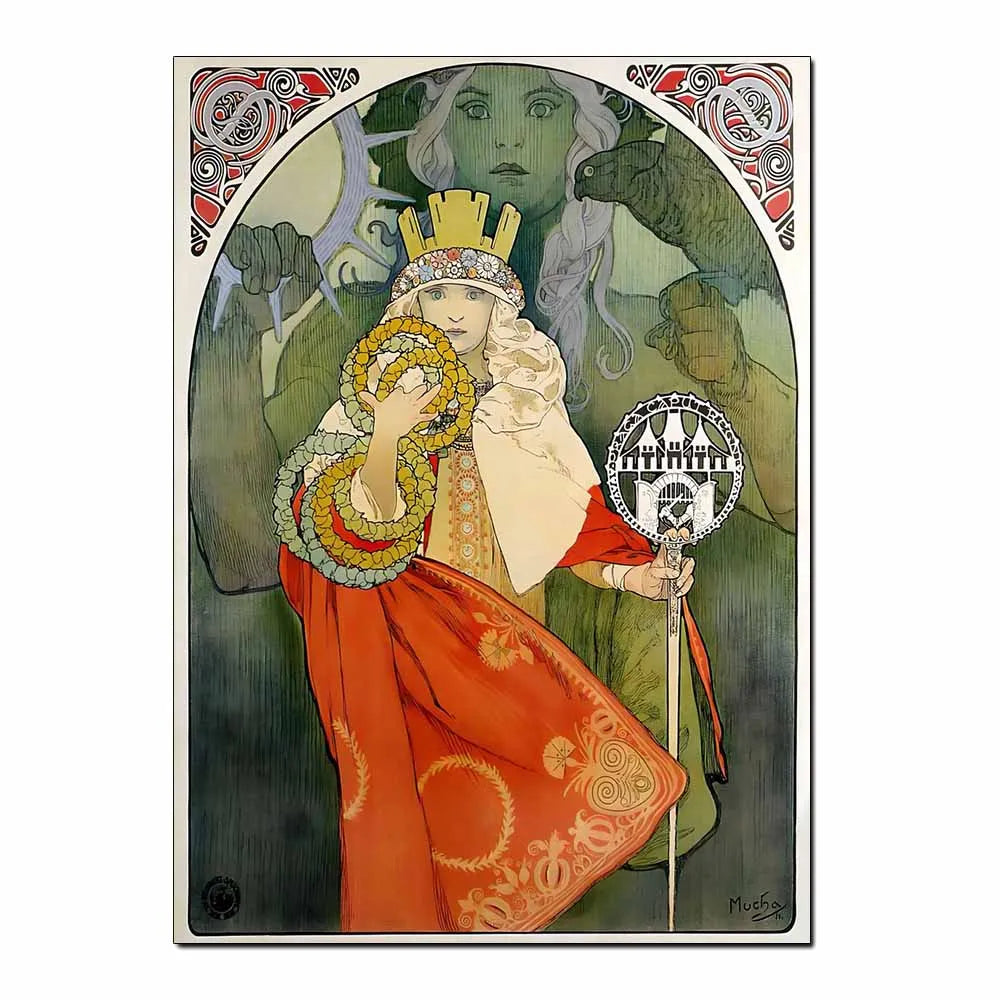 Art Nouveau Retro Poster Abstract Wallpaper Print Canvas Painting Wall Art Picture for Living Room Home Decor Aesthetic Mural