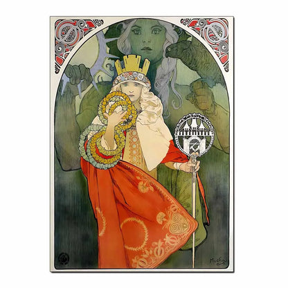 Art Nouveau Retro Poster Abstract Wallpaper Print Canvas Painting Wall Art Picture for Living Room Home Decor Aesthetic Mural