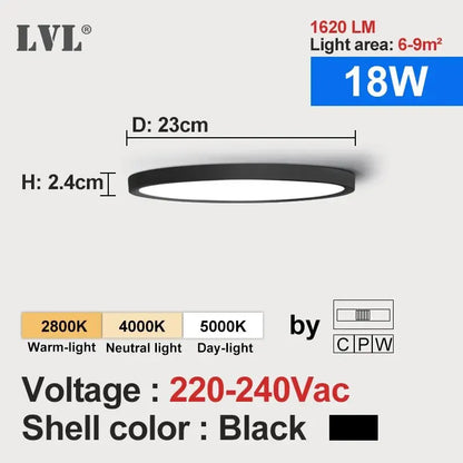 LVL LED Ceiling Light Wood Grain & White 3 in 1 Lighting Colors Home Lighting Kitchen Bedroom Bathroom Round Flush Ceiling Lamp