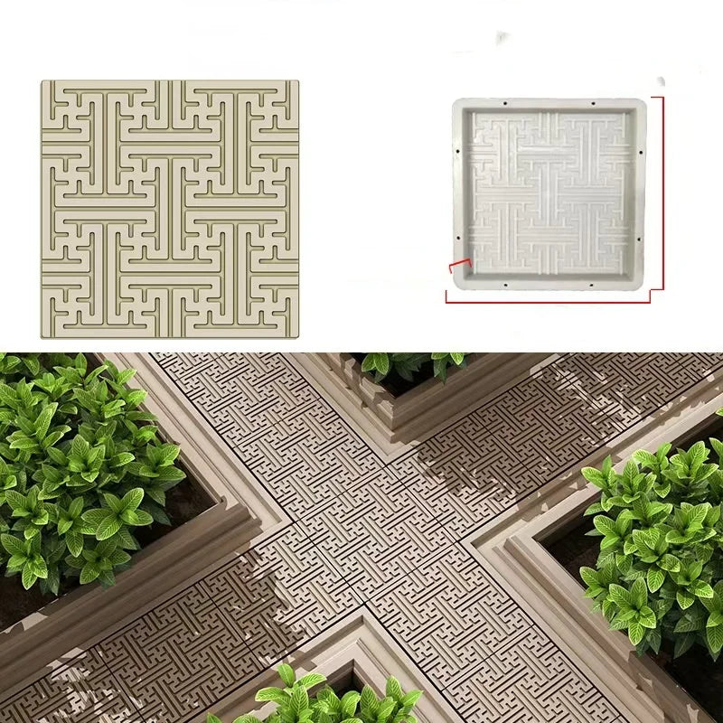 DIY Paving Casting Stepping Stone Square 1Pcs Road Concrete Mold Brick Antique Landscape Yard Decor Garden Reusable Making Tools