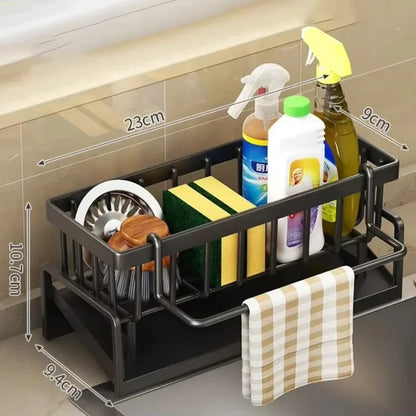 Multifunctional Sponge Draining Rack – Kitchen Cloth & Dishwashing Liquid Storage, Sink & Kitchen Organizer