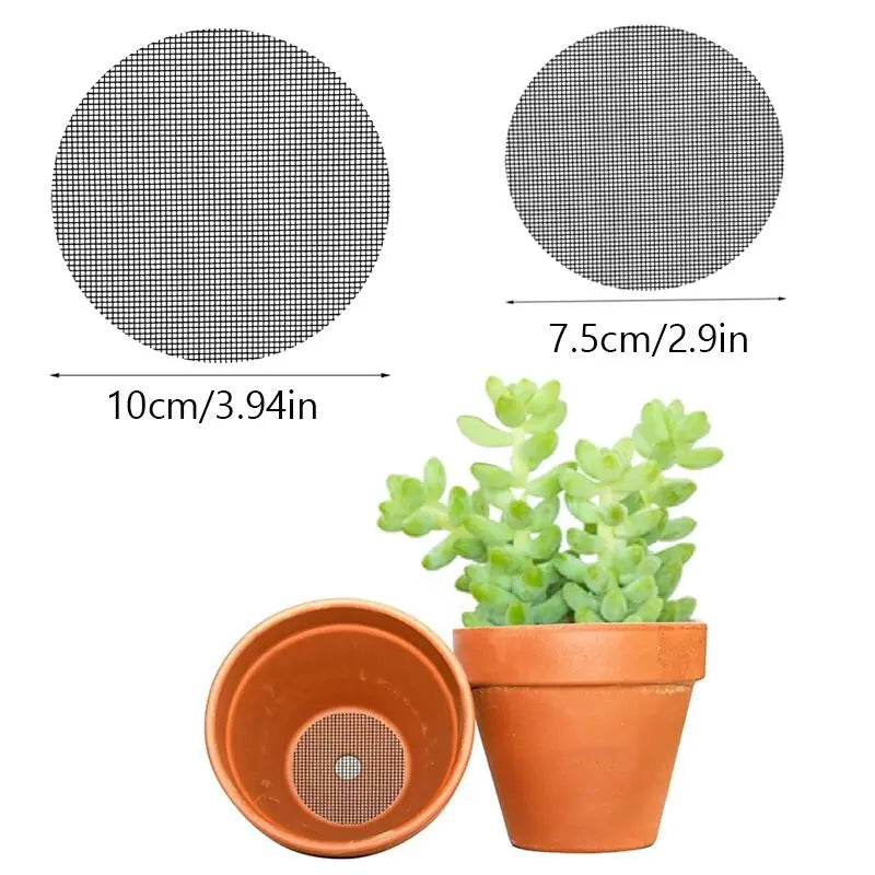 50pcs Breathable Anti-Leak Mesh Pot Seal Prevents Soil Loss, Fits Drain Holes, Durables Polymer Net for Flower Pots & Planters
