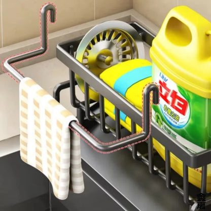 Compact Tap-Mounted Spice Shelf – Sink Organizer with Drainage Rack – Space-Saving Kitchen Storage for Utensils/Accessories