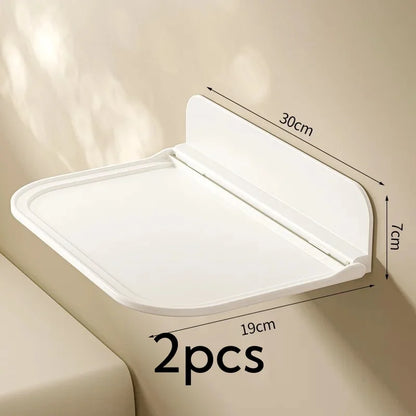 Folding Wall Mounted Shelf Saving Space Foldable Storage Rack Punch-Free Phone Holder Wifi Router Storage Tray BathroomOrganizer
