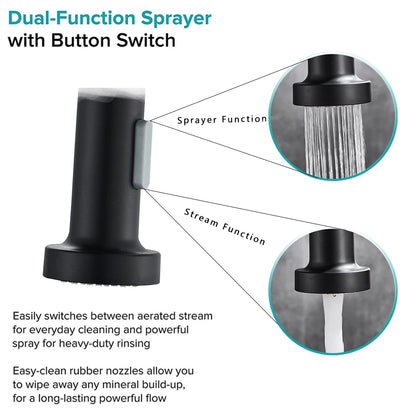 Pull Down Kitchen Faucet Sing Handle Hot Cold Water Mixer Tap 360° Swivel Dual Function Nozzle Kitchen Sink Tap Crane