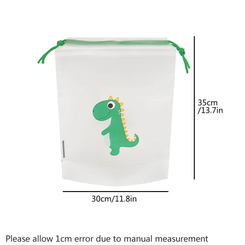 10 Transparent Drawstring Bags with Exquisite Cartoon Patterns, Waterproof and Easy-to-carry Grocery Storage Bags
