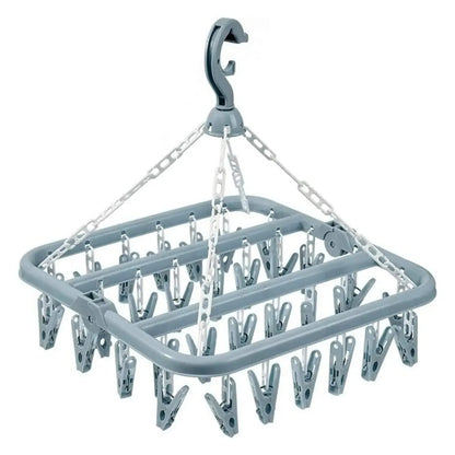 1/3PCS Foldable Drip Hanger with 32 Clips - Plastic Hanging Drying Rack for Clothes Underwear Socks Suitable for Bedroom Balcony
