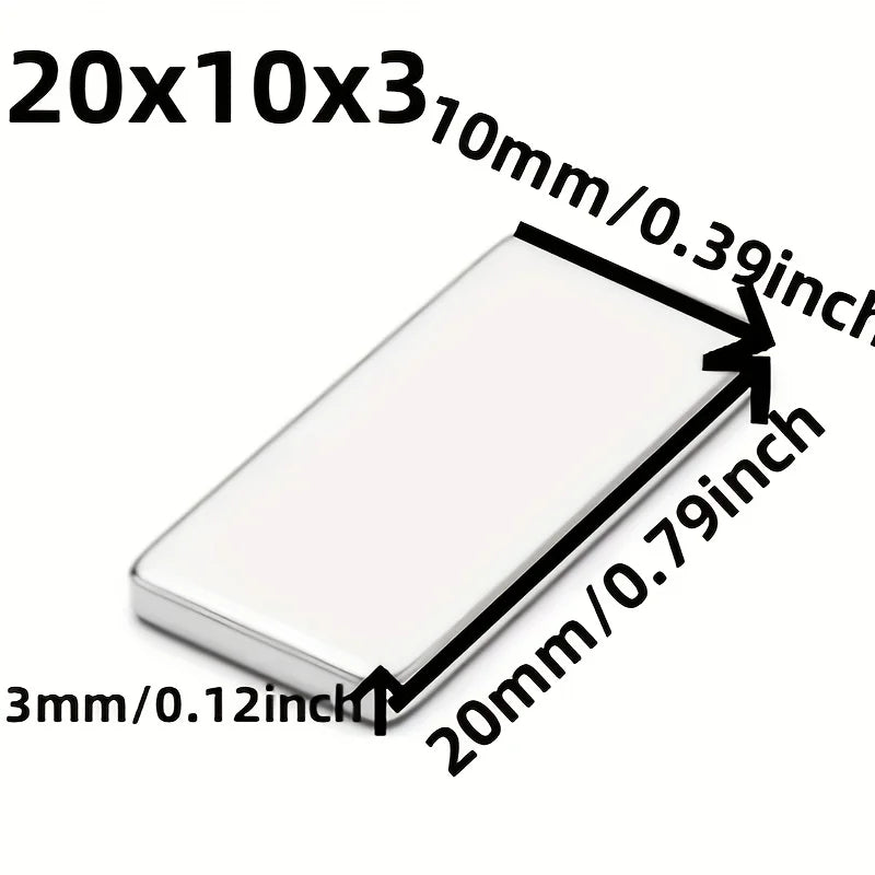 20/50pcs Magnets, 20x10x3mm, Rectangular Magnets for Industrial Use, Metal Material, No Battery Required