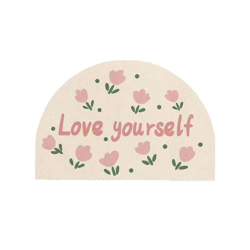 VIKAMA Imitation Cashmere Simple Semi-Circular Bathroom Bathroom Waterproof Floor Mat Household Living Room Bedroom Door Mat