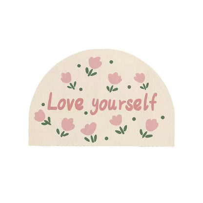 VIKAMA Imitation Cashmere Simple Semi-Circular Bathroom Bathroom Waterproof Floor Mat Household Living Room Bedroom Door Mat